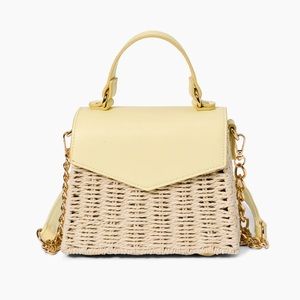 Like Dreams Gold Chain Straw Crossbody BNWT